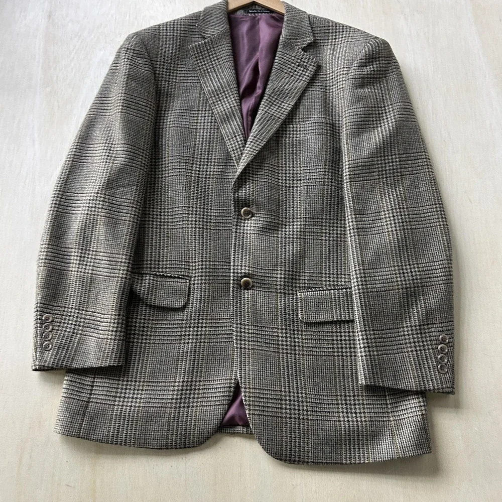 Pendleton Blazer Mens 42R Gray Wool Glen Plaid Sport Coat Jacket Tweed Classic